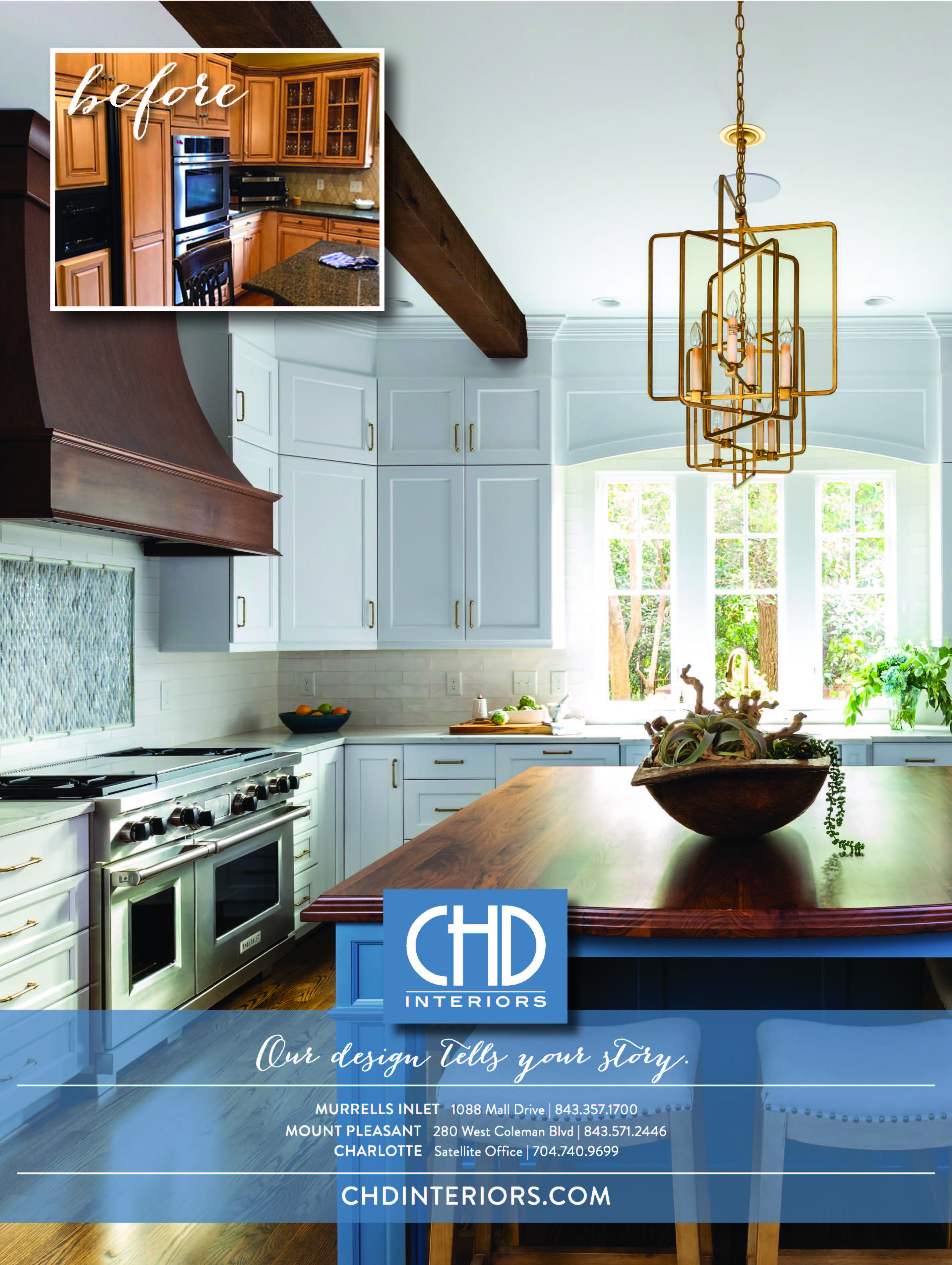 Kitchen before and after ad for CHD