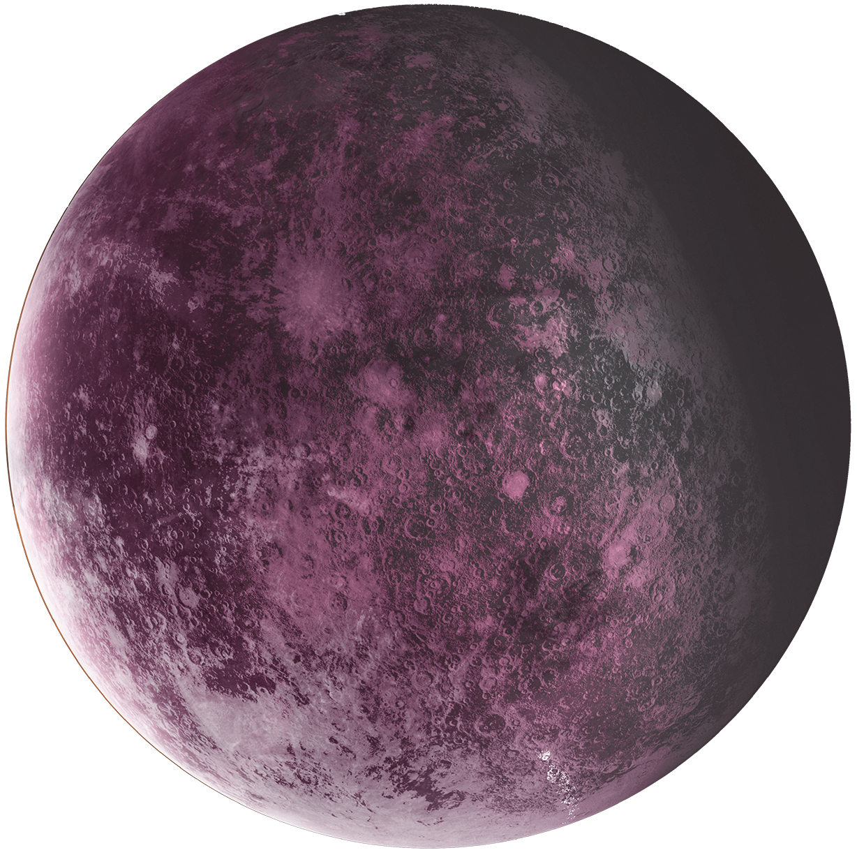 A circular purple planet graphic